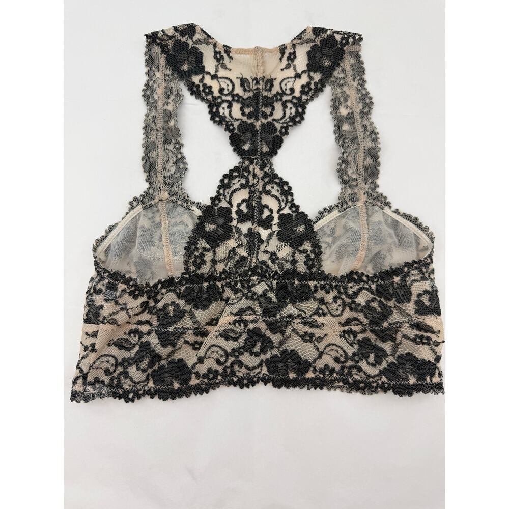Intimately Free People Lace Racerback Bralette Black Nude XS - Picture 2 of 5